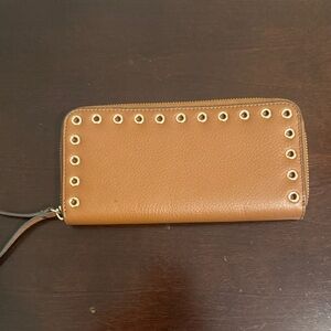 Vince Camuto Tan Wallet with Gold Eyelets